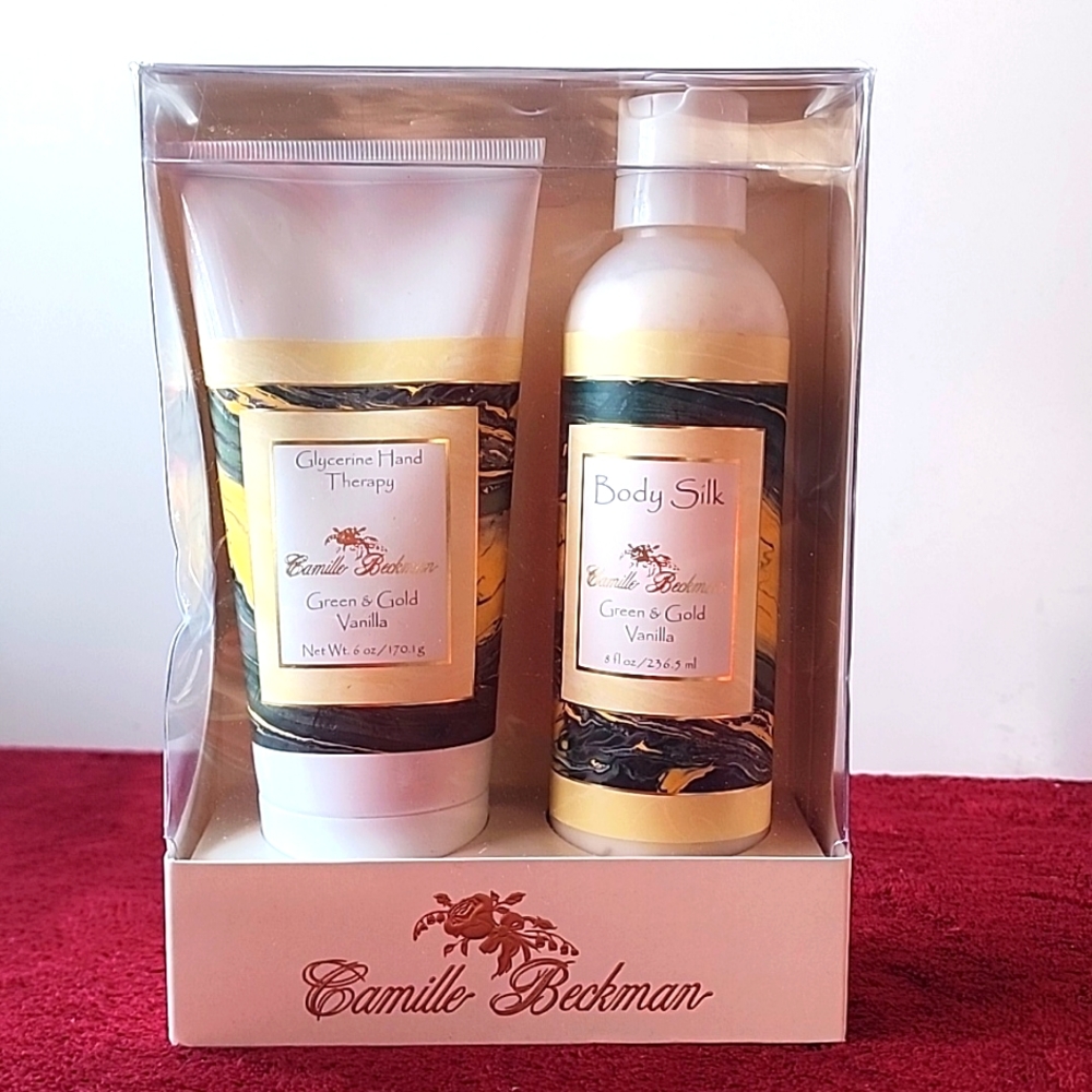NIB. Camille Beckman Glycerin Hand Therapy and Body Silk. Green and Cold Vanilla